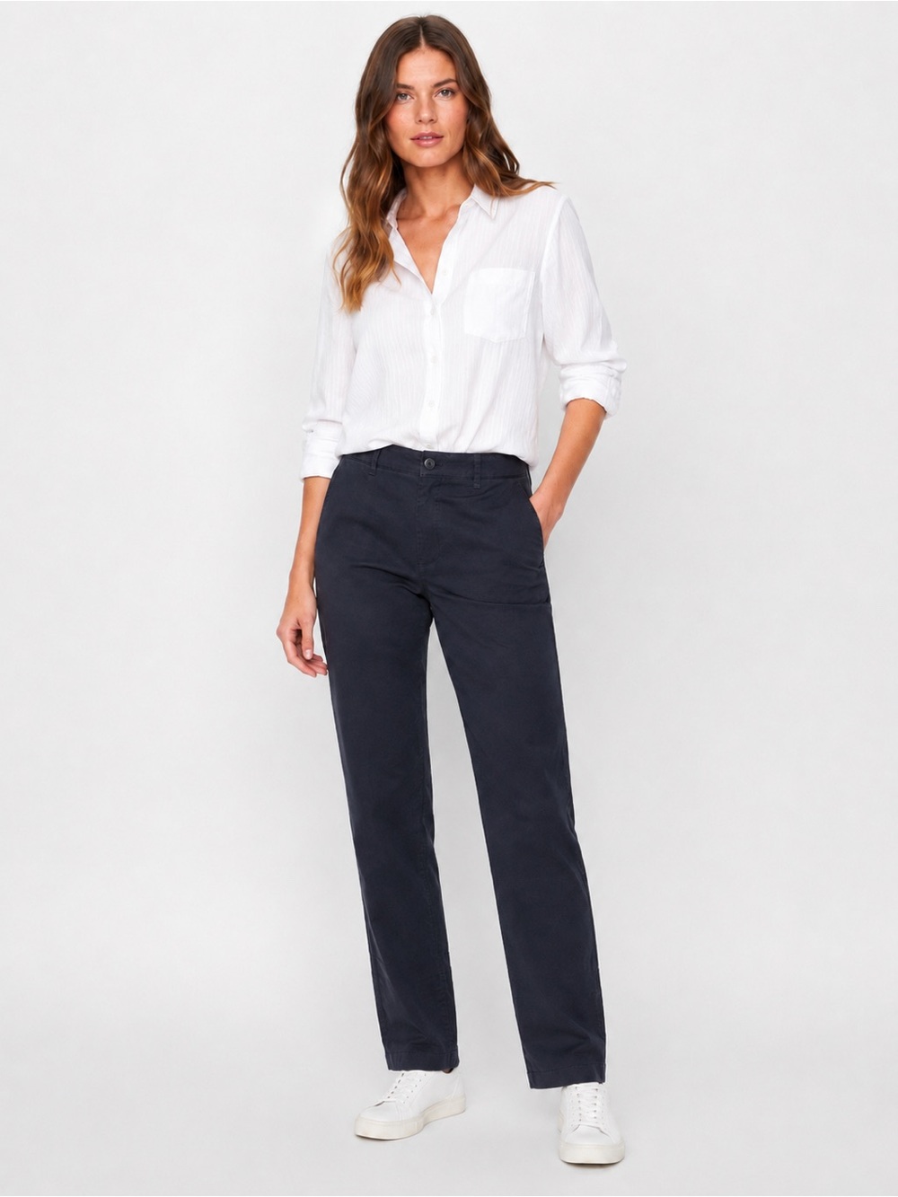 NWT Boden Navy Blue Cotton Chino Trouser Pants Women’s 16-18 Reg Career Preppy